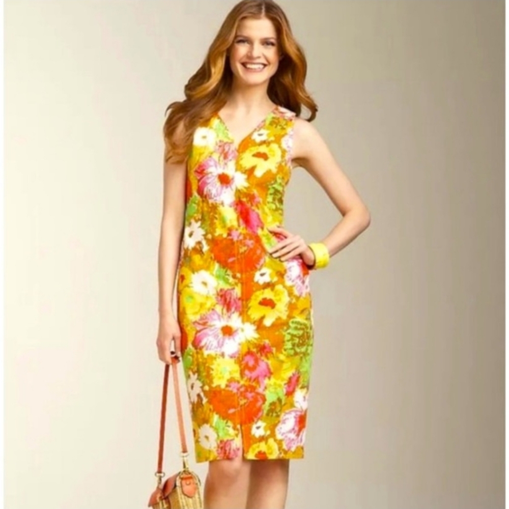 Talbots Peyton Painterly Floral Sheath  Dress